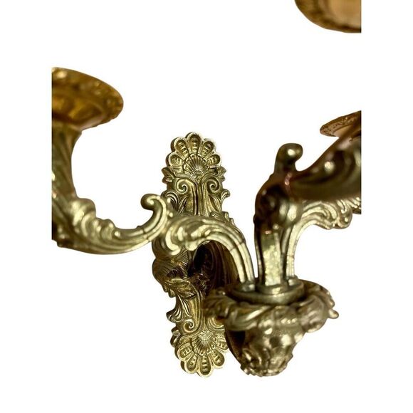 Vintage Spanish Gilded Brass 2-light Sconce - Picture 5 of 7